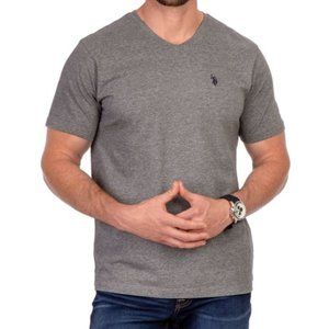 U.S. Polo Assn. Men's Short Sleeve V-Neck Tee (Campus Grey Heather)